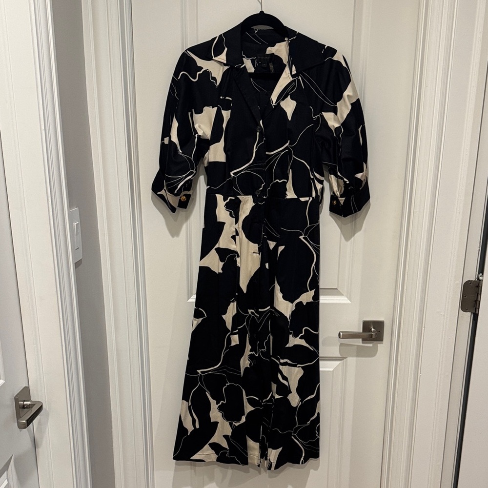 Donna Karan NWT ivory and black floral dress. Size 4.